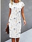 cheap Print Dresses-Women&#039;s Floral Ruched Crew Neck Midi Dress Daily Short Sleeve Summer Spring