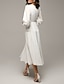 Χαμηλού Κόστους Νυφικά Φορέματα-Πάρτι πριν το Γάμο Μικρά Άσπρα Φορέματα Φορεματα για γαμο Γραμμή Α Λαιμόκοψη V Αμάνικο Κάτω από το γόνατο Σιφόν Νυφικά φορέματα Με Μονόχρωμη 2024