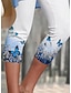 voordelige grafische broeken-Dames Caprishorts Polyester Afdrukken Kuitlengte blauw