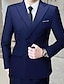 billige Jakkesæt-champagne mørk marineblå khaki til mænds hjemkomstdragter til bryllup 2-delt ensfarvet standard pasform dobbeltradet seks-knapper 2024