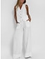 cheap Basic Women&#039;s Tops-Women&#039;s Tank Top Pants Sets Plain Casual Daily White Sleeveless Streetwear V Neck Fall &amp; Winter