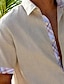voordelige Katoenen linnen shirt-Voor heren linnen overhemd Normaal shirt Zomer overhemd Strand hemd Wit blauw Groen Korte mouw Effen Revers Lente zomer Hawaii Feestdagen Kleding Voorvak