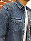 baratos camisa de botão masculina-Homens Camisa Social camisa de botão Camisa casual camisa de verão Camisa Jeans Preto Azul Manga Longa Tecido Lapela Diário Férias Bolso frontal Roupa Moda Casual Confortável