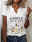 billige T-shirts til kvinde-Dame T-shirt Henley-skjorte Hund Bogstaver Daglig Weekend Trykt mønster Sort Kortærmet Basale V-hals