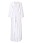 cheap Party Dresses-A-Line Party Dresses Flying Dress Dress Wedding Guest Holiday Floor Length 3/4 Length Sleeve V Neck Belt / Sash Chiffon with Pleats 2024