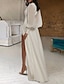 Χαμηλού Κόστους Νυφικά Φορέματα-Αίθουσα Καθημερινό Φορεματα για γαμο Γραμμή Α Λαιμόκοψη V Μακρυμάνικο Μακρύ Σιφόν Νυφικά φορέματα Με Με Άνοιγμα Μπροστά Μονόχρωμη 2024