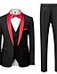 baratos Tuxedo Suits-Vermelho Azul Real Masculino Casamento Baile de Formatura Smoking Conjunto de 3 peças Xale Moderno Padrão Comum 1 Botão 2023