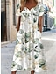 abordables Robes à motifs-Femme Robe Trapèze Floral Imprimer Col V Robe mi-longue du quotidien Vacances Manche Courte Eté Printemps