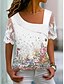 baratos Blusas e Camisas de mulher-Mulheres Camisa Social Camisa de renda Blusa Floral Renda Imprimir Casual Feriado Elegante Moda Básico Manga Curta Decote V Branco