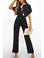 cheap Party Jumpsuits-Women&#039;s Jumpsuit Belted Color Block Crew Neck Elegant Wedding Party Wide Leg Regular Fit Short Sleeve Batwing Sleeve Black White Red S M L Summer