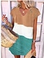 olcso Mintás ruhák-Női Színes Sima Nyomtatott V-alakú Mini ruha Klasszikus Napi Vakáció Rövid ujjú Nyár Tavasz