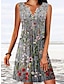 preiswerte Bedruckte Kleider-Damen Tank-Top Kleid Blumen Bedruckt V Ausschnitt Minikleid Täglich Urlaub Ärmellos Sommer Frühling