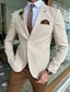 cheap Blazer&amp;Jacket-Men&#039;s Linen Blazer Beach Wedding Casual Tailored Fit Solid Colored Single Breasted One-button khaki 2024