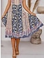 cheap Print Dresses-Women&#039;s Floral Print V Neck Midi Dress Elegant Ethnic Daily Vacation Short Sleeve Summer Spring