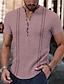 Недорогие Рубашка Хенли-мужская рубашка льняная рубашка графические принты геометрия воротник-стойка белый розовый синий зеленый хаки уличная уличная с коротким рукавом принт одежда одежда льняная мода уличная дизайнерская