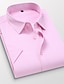 billige Button Down-skjorter for menn-Herre Uformell skjorte Arbeidsskjorter Lys Rosa Lyseblå Svart Kortermet Ensfarget / vanlig farge Klassisk krage Vår sommer Virksomhet Avslappet Klær