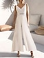 cheap Cocktail Dresses-Jumpsuits Cocktail Party Dress Elegant Dress Wedding Guest Summer Ankle Length Sleeveless V Neck Chiffon Ladder Back with Pleats Crystals 2024