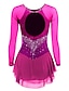 cheap Figure Skating-Figure Skating Dress Women&#039;s Girls&#039; Ice Skating Dress Violet Black White Open Back Mesh Spandex High Elasticity Training Competition Skating Wear Classic Crystal / Rhinestone Long Sleeve Ice Skating