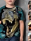 cheap Boy&#039;s 3D T-shirts-Kids Boys&#039; T shirt Tee Short Sleeve Dinosaur 3D Print Color Block Animal Crewneck Quick Dry Blue Yellow Khaki Children Tops Summer Basic Streetwear 3-12 Years