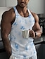 cheap Tank Tops-Men&#039;s Tank Top Vest Top Undershirt Sleeveless Shirt Wife beater Shirt Tie Dye Pit Strip Crew Neck Outdoor Going out Sleeveless Knitted Clothing Apparel Fashion Designer Muscle