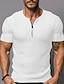 Χαμηλού Κόστους Ανδρικά μπλουζάκια casual-Ανδρικά Μπλουζάκι Μπλουζάκι με φερμουάρ μασίφ τέταρτο Πλεκτό μπλουζάκι με βάφλα Σκέτο Λαιμόκοψη V Δρόμος Διακοπές Κοντομάνικο Ρούχα Μοντέρνα Υψηλής Ποιότητας Βασικό