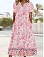 preiswerte Bedruckte Kleider-Damen Pinkes Kleid Blumen Graphic Bedruckt V Ausschnitt Midikleid Klassisch Täglich Urlaub Kurzarm Sommer Frühling