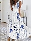 cheap Print Dresses-Women&#039;s Casual Dress A Line Dress Floral Print V Neck Maxi long Dress Daily Date Sleeveless Summer Spring