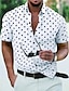رخيصةأون زر قميص الرجال-رجالي قميص زر حتى القميص قميص غير رسمي قميص صيفي قميص الشاطئ أسود أبيض أحمر أخضر كم قصير منقط Lapel مناسب للبس اليومي عطلة ملابس موضة كاجوال مريح