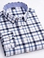Χαμηλού Κόστους Ανδρικά πουκάμισα-Ανδρικά Επίσημο Πουκάμισο Πουκάμισο με κουμπιά Πουκάμισο Oxford Μπλε Απαλό Σκούρο κόκκινο Ρουμπίνι Μακρυμάνικο Καρό / Ριγέ / Chevron Κολάρο Πουκαμίσου Όλες οι εποχές Γραφείο &amp; Καριέρα Καθημερινά Ρούχα