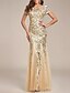 cheap Wedding Guest Dresses-Mermaid / Trumpet Wedding Guest Dresses Floral Dress Prom Wedding Party Floor Length Sleeveless Jewel Neck Sequined with Sequin 2023