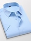 preiswerte Button-Down-Hemden für Herren-Herren Lässiges Hemd Hemd Hellrosa Hellblau Schwarz Kurzarm Solide / einfarbig Klassischer Kragen Frühling Sommer Geschäft Casual Bekleidung