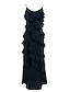 Χαμηλού Κόστους Πάρτι Φορέματα-Γυναικεία Μαύρο φόρεμα Φόρεμα χορού Φόρεμα για πάρτυ Με Βολάν Σκίσιμο Αμάνικο Διακοπές Μαύρο Ρουμπίνι Καλοκαίρι Άνοιξη