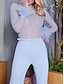Χαμηλού Κόστους φορμάκια για πάρτι-γυναικεία ολόσωμη φόρμα με ψηλόμεσο φτερό αστραφτερό μονόχρωμο πλήρωμα λαιμόκοψη streetwear γαμήλιο πάρτι κανονική εφαρμογή μακρυμάνικο λευκό ροζ μπλε s m l καλοκαίρι