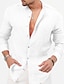 billige Bomuldslinnedskjorte-Herre linned skjorte Button Up skjorte Casual skjorte Sommer skjorte Sort Hvid Himmelblå Langærmet Vanlig Krave Forår sommer Afslappet Daglig Tøj
