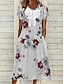 cheap Print Dresses-Women&#039;s A Line Dress Summer Dress Leaf Floral Print Ruched Crew Neck Midi Dress Fashion Modern Outdoor Daily Short Sleeve Regular Fit White Yellow Red Summer Spring S M L XL XXL
