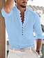 Χαμηλού Κόστους ανδρικό πουκάμισο με κουμπιά-Ανδρικά Πουκάμισο Πουκάμισο με κουμπιά Casual πουκάμισο Μαύρο Λευκό Μπλε Πράσινο του τριφυλλιού Χακί Μακρυμάνικο Σκέτο Στρογγυλή Ψηλή Λαιμόκοψη Δρόμος Διακοπές Κουμπί-Κάτω Ρούχα
