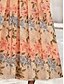 cheap Print Dresses-Women&#039;s Ruched Print Crew Neck Midi Dress Daily Vacation Short Sleeve Summer Spring