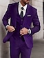 preiswerte Anzüge-Königsblauer, himmelblauer, violetter Herren-Hochzeitsanzug, dreiteilig, einfarbig, Standard-Passform, einreihig, mit einem Knopf, 2024