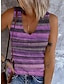 cheap Tank Tops &amp; Camis-Women&#039;s Tank Top Going Out Tops Striped Button Print Casual Basic Sleeveless V Neck Pink