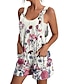 cheap Graphic Jumpsuit-Womens Jumpsuits Casual Summer Overall Patch Pocket Print Floral Crew Neck Streetwear Daily Vacation Regular Fit Sleeveless Black White Yellow S M L