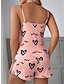 cheap Women&#039;s Sleepwear-Women&#039;s Pajamas Pajama Top and Pant Sets Heart Casual Comfort Soft Home Daily Bed Polyester Breathable Straps Sleeveless Strap Top Shorts Elastic Waist Summer Spring Pink