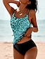 cheap Tankinis-Women&#039;s Swimwear Tankini 2 Piece Normal Swimsuit 2 Piece Printing Leopard Beach Wear Summer Bathing Suits