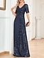 levne NY šaty-A-Linie Společenské šaty Elegantní Šaty Formální Svatební host Na zem Krátký rukáv Do V Flitry s Flitry 2024