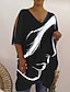 halpa Naisten T-paidat-Naisten T-paita Väripalikka Muotokuva Kausaliteetti Katkaistu Painettu Musta Lyhythihainen Perus V kaula-aukko