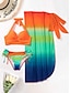 olcso Bikiniszettek-Női Szabályos Fürdőruha Bikini Strand alja Három darab Fürdőruha 3 db Nyomtatás Színátmenet színe Strandruházat Nyár Fürdőruhák