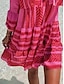 billiga Klänningar med tryck-Dam Chiffong Chiffongklänningar Geometrisk Mönster Delad hals Mini klänning Tropisk Dagligen Semester Långärmad Sommar Vår