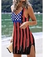 cheap Cover Up-Women&#039;s Swimwear Cover Up Normal Swimsuit Hollow Out Printing American Flag Black White Bathing Suits Sports Beach Wear Summer