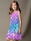 Χαμηλού Κόστους 3d φορέματα κοριτσιών-Παιδιά Λίγο Κοριτσίστικα Φόρεμα Γραφική Φόρεμα σε γραμμή Α Καθημερινά Αργίες Διακοπές Στάμπα Βυσσινί Πάνω από το Γόνατο Αμάνικο Καθημερινό χαριτωμένο στυλ Γλυκός Φορέματα Άνοιξη Καλοκαίρι Κανονικό