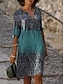 Χαμηλού Κόστους Print Φορέματα-Γυναικεία Φόρεμα ριχτό Φλοράλ Γεωμετρικό Στάμπα Διχασμένος λαιμός Μίντι φόρεμα Καθημερινά Ημερομηνία Μισό μανίκι Καλοκαίρι Άνοιξη