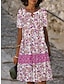 cheap Print Dresses-Women&#039;s Floral Print Crew Neck Midi Dress Date Short Sleeve Summer Spring